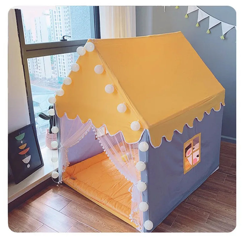 Portable Kids Tent Children'S Tent Folding Tipi Baby Play House Large Girls Pink Princess Party Castle Child Room Decor Foldable