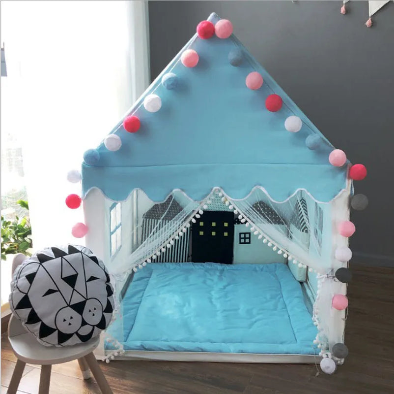 Portable Kids Tent Children'S Tent Folding Tipi Baby Play House Large Girls Pink Princess Party Castle Child Room Decor Foldable