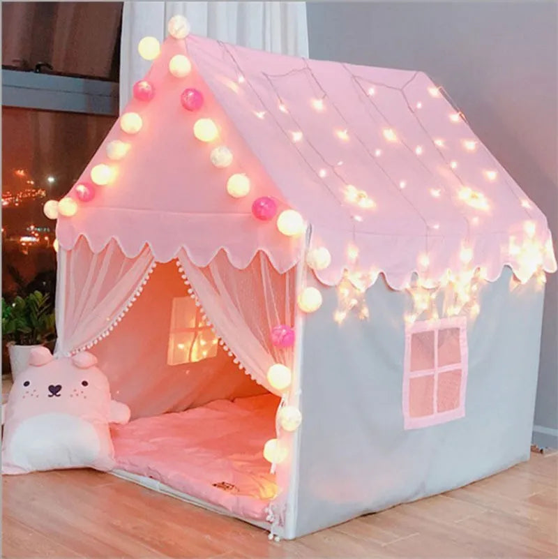 Portable Kids Tent Children'S Tent Folding Tipi Baby Play House Large Girls Pink Princess Party Castle Child Room Decor Foldable