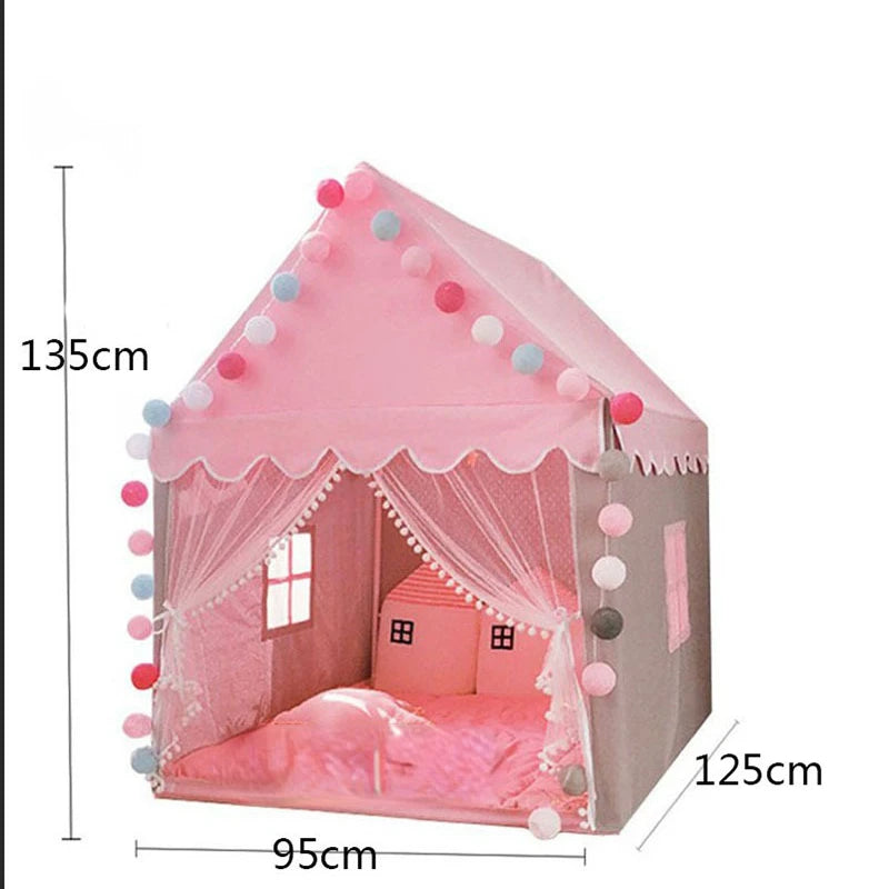 Portable Kids Tent Children'S Tent Folding Tipi Baby Play House Large Girls Pink Princess Party Castle Child Room Decor Foldable