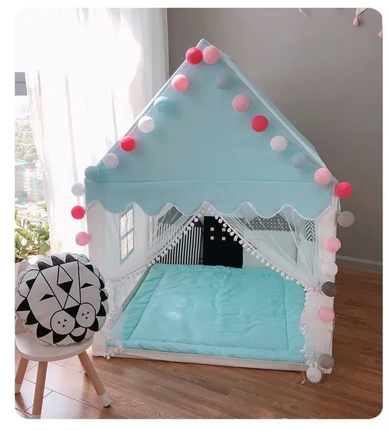 Portable Kids Tent Children'S Tent Folding Tipi Baby Play House Large Girls Pink Princess Party Castle Child Room Decor Foldable