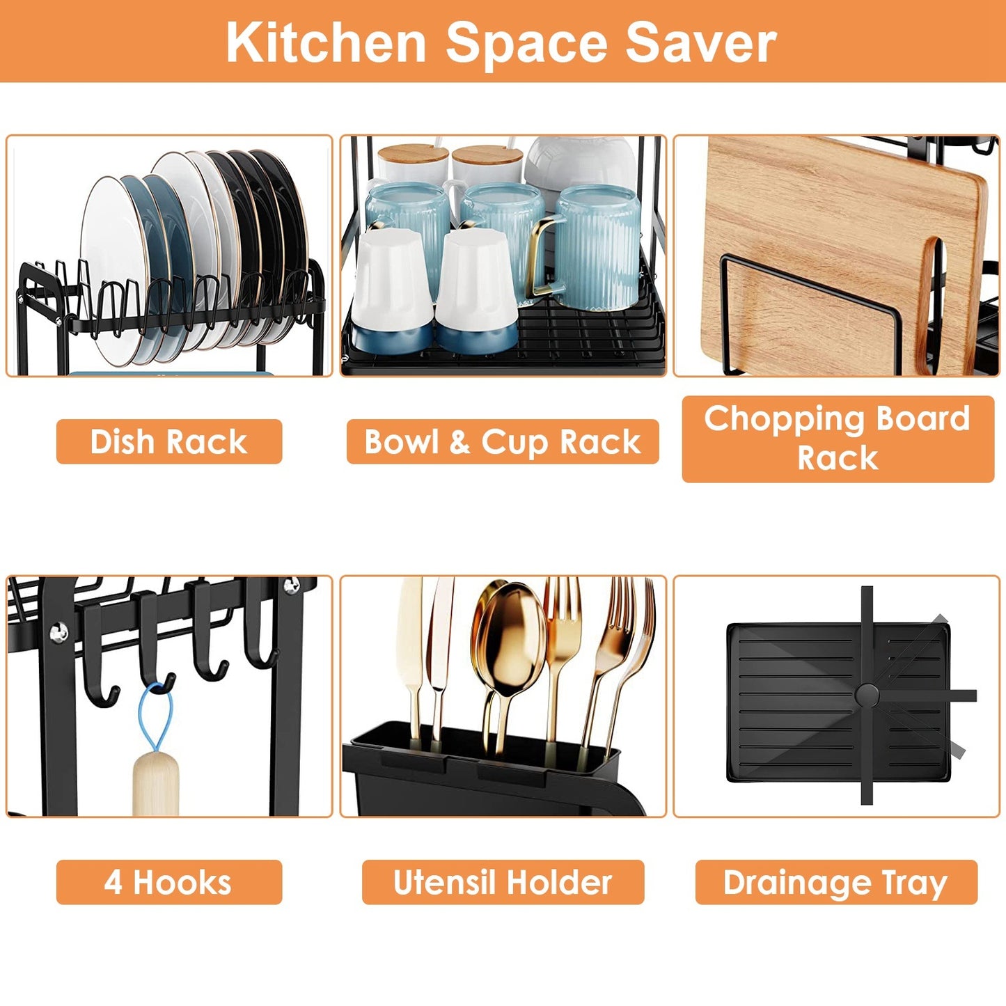 Space-Saving Rustproof Dish Rack